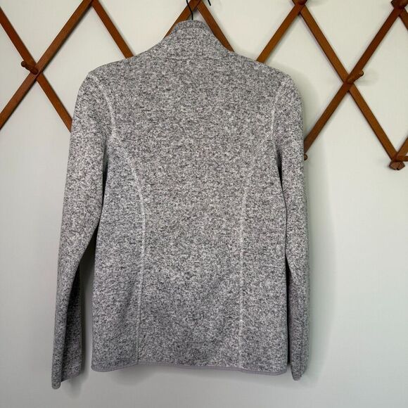 Eddie Bauer Fleece Lined V-Neck Pullover Pockets Marled Grey Mint Womens Medium - Picture 3 of 8
